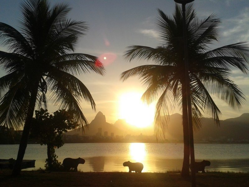 Vista do pôr do sol na Lagoa Rodrigo de Freitas - Foto: Dayana Souza