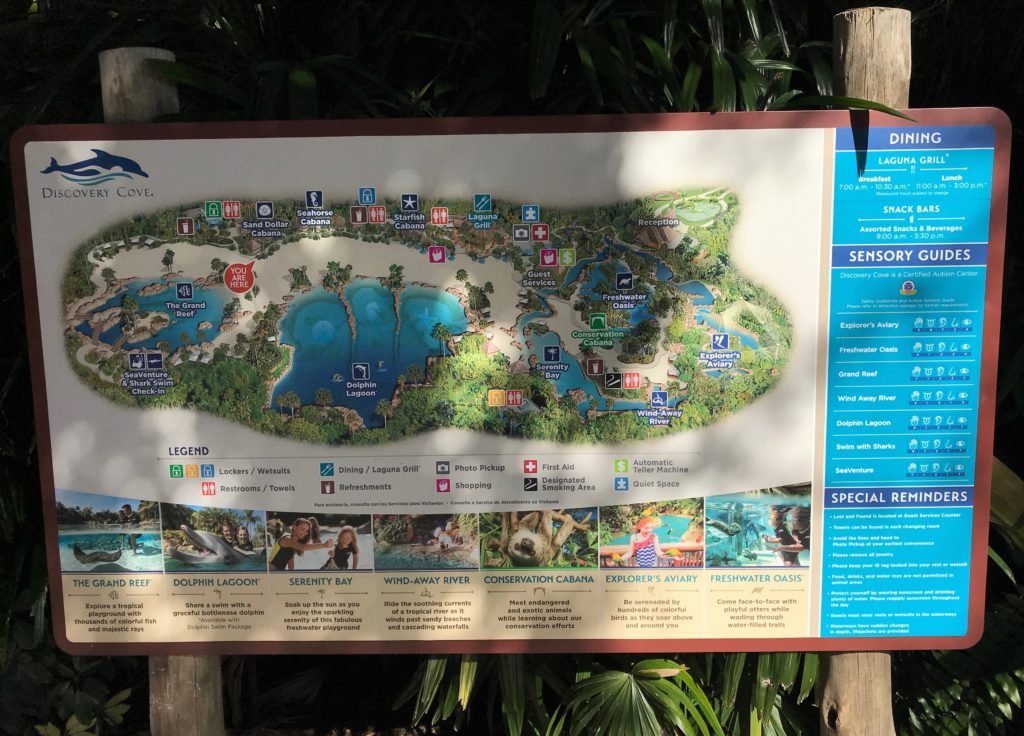 Mapa do Discovery Cove encontrado no próprio parque em Orlando - Foto: divulgação