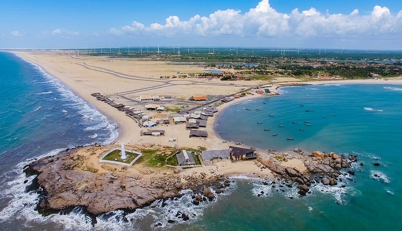 Praia da Pedra do Sal, em Parnaíba, vista de cima.